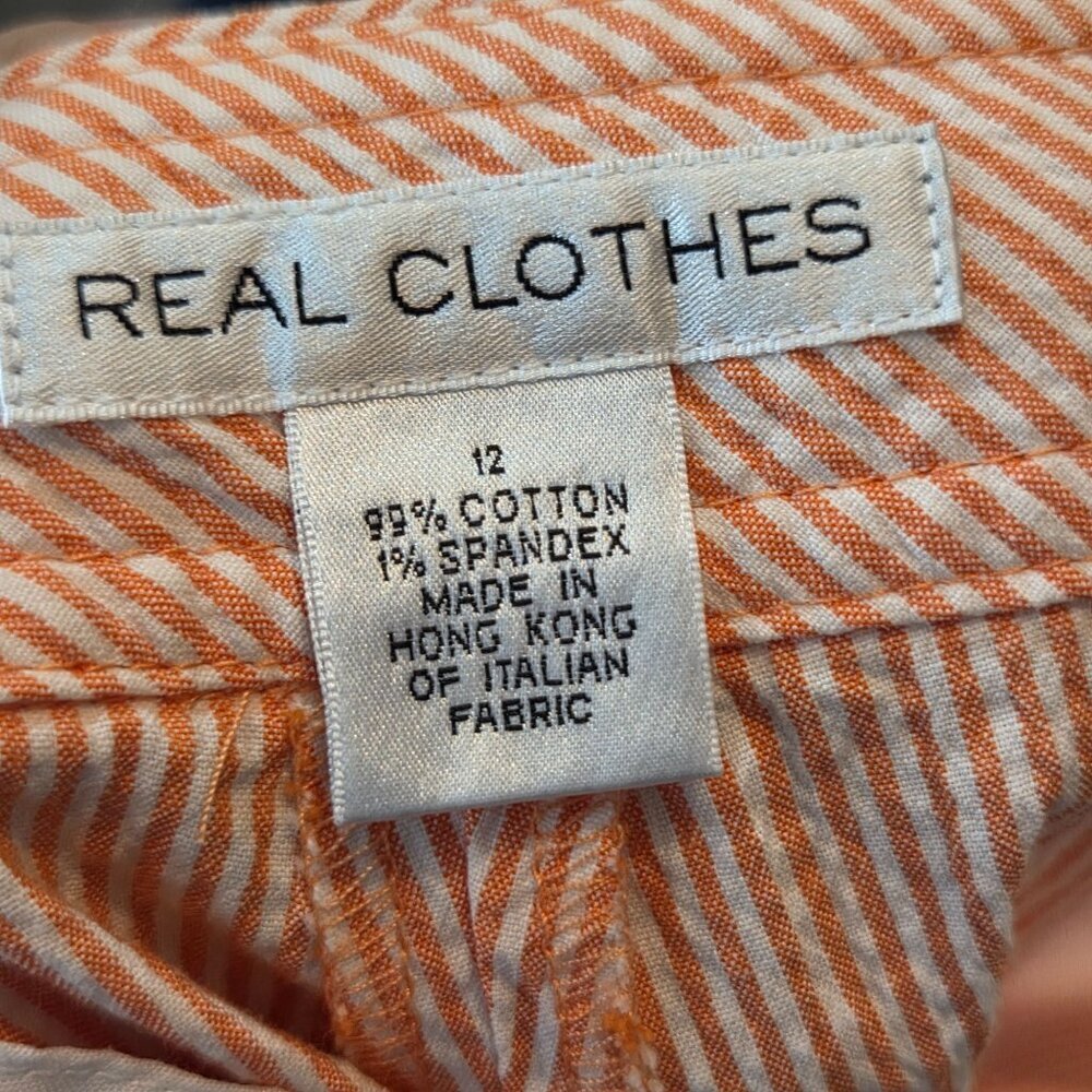Real Clothes Women's Casual Pants Peach and white stripes cropped Size 12 - Picture 8 of 8